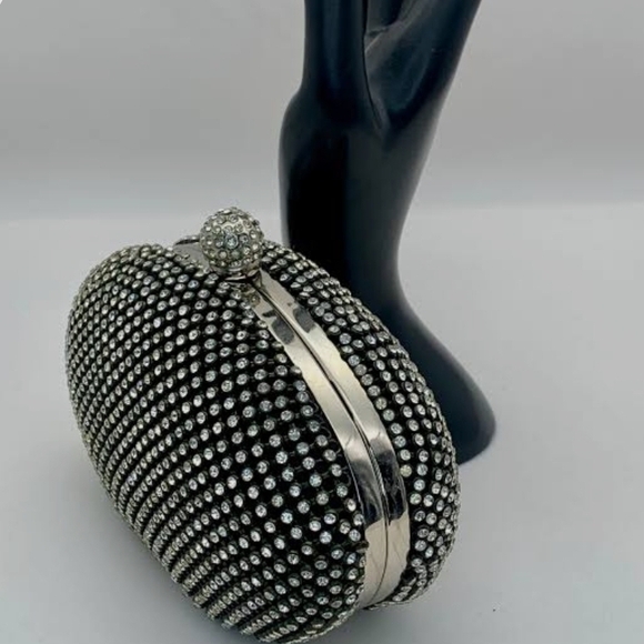 Lulu Townsend Handbags - Lulu Townsend Black and Silver Rhinestone Clutch 7" x 4.5"